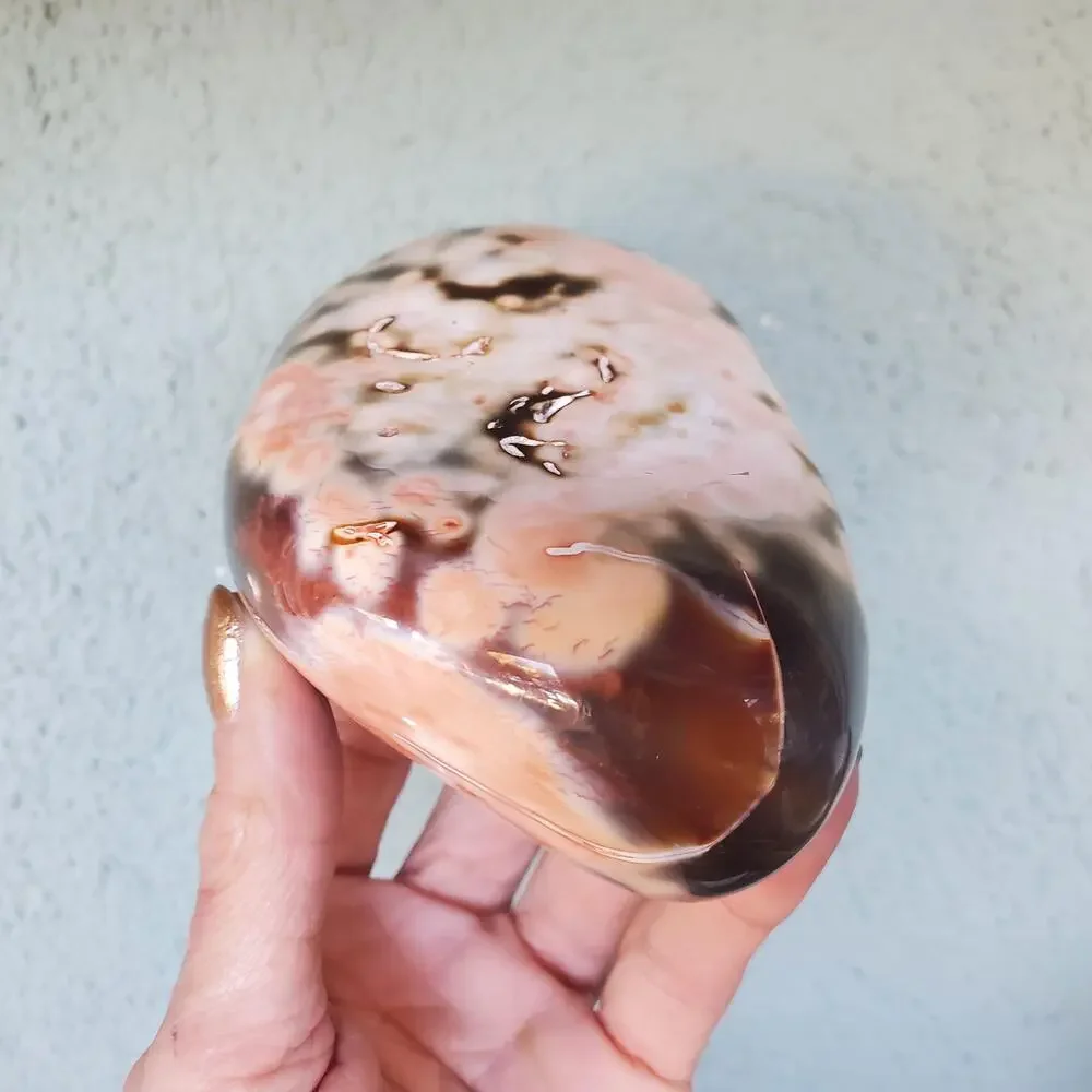 Pink Orca Agate Carnelian White Pink Stone Flowers Crystal Specimen 536 grams